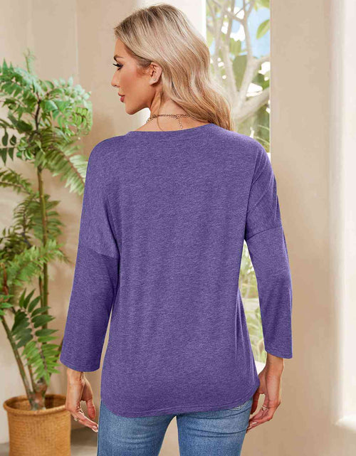 Load image into Gallery viewer, Round Neck Long Sleeve Drop Shoulder Blouse
