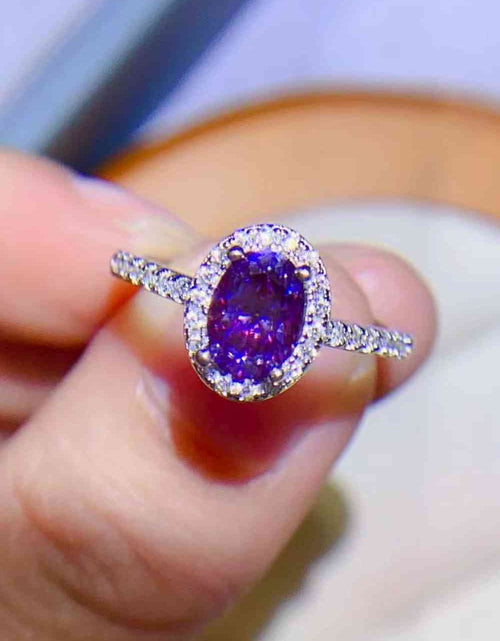 Load image into Gallery viewer, 925 Sterling Silver 1 Carat Purple Moissanite Ring
