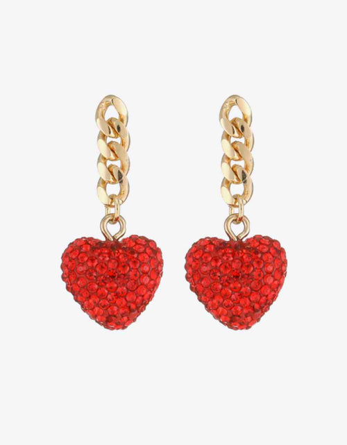 Load image into Gallery viewer, Rhinestone Heart Chain Drop Earrings
