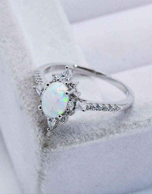 Load image into Gallery viewer, Platinum-Plated Opal and Zircon Ring
