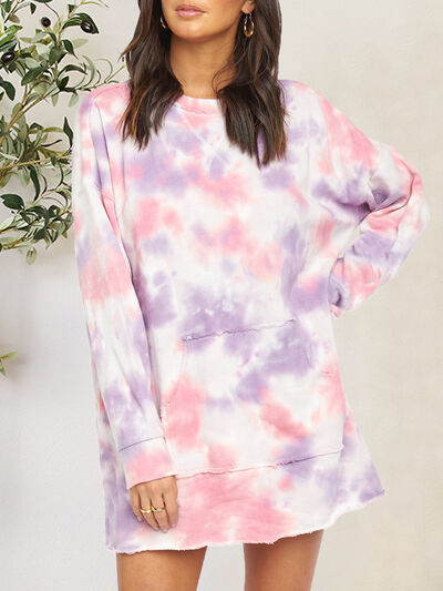 Load image into Gallery viewer, Tie-Dye Round Neck Dropped Shoulder Tee Dress
