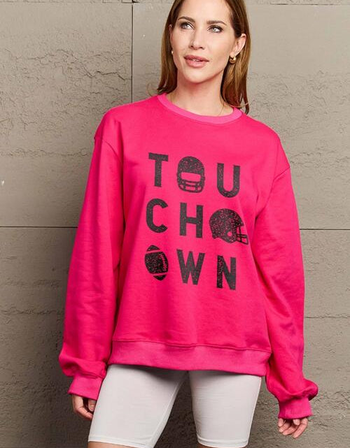 Load image into Gallery viewer, Simply Love Full Size TOUCHDOWN Long Sleeve Sweatshirt
