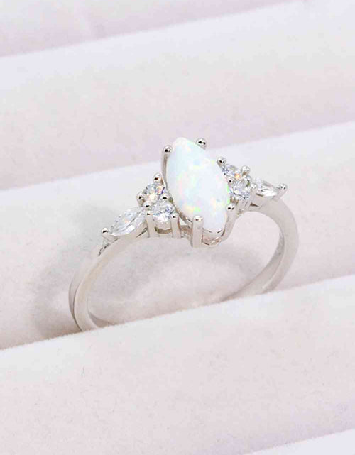 Load image into Gallery viewer, Opal and Zircon Platinum-Plated Ring
