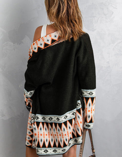 Load image into Gallery viewer, Geometric Open Front Long Sleeve Cardigan
