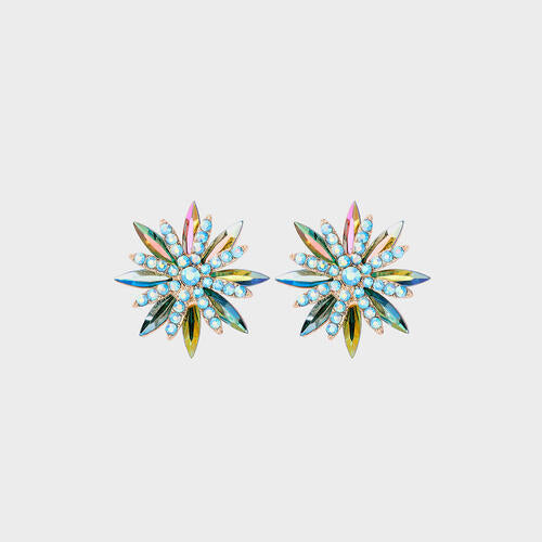 Load image into Gallery viewer, Flower Shape Rhinestone Alloy Stud Earrings
