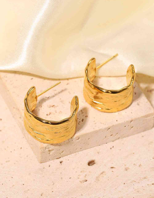 Load image into Gallery viewer, 18K Gold-Plated Hammered C-Hoop Earrings
