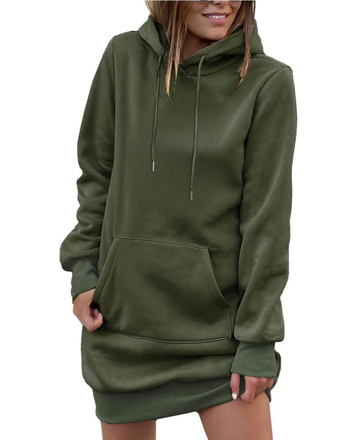 Load image into Gallery viewer, Drawstring Long Sleeve Hooded Mini Dress
