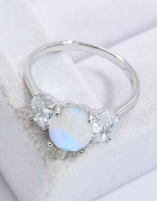 Load image into Gallery viewer, Natural Moonstone and Zircon Ring
