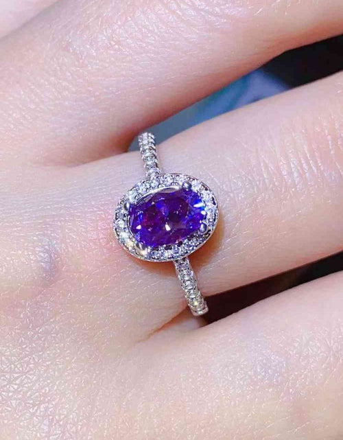 Load image into Gallery viewer, 925 Sterling Silver 1 Carat Purple Moissanite Ring
