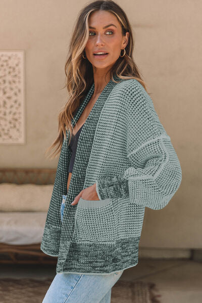 Load image into Gallery viewer, Waffle-knit Pocketed Open Front Cardigan
