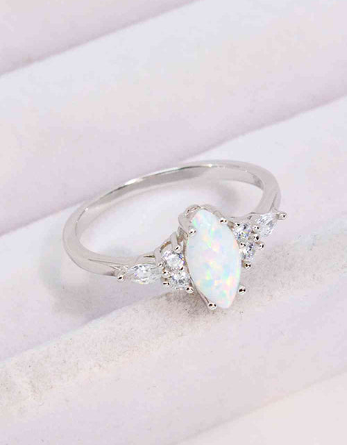 Load image into Gallery viewer, Opal and Zircon Platinum-Plated Ring
