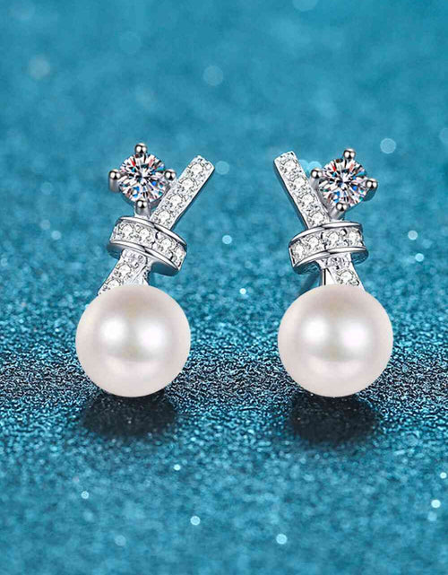 Load image into Gallery viewer, Pearl Moissanite Stud Earrings
