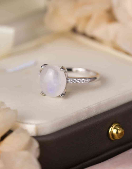 Load image into Gallery viewer, High Quality Natural Moonstone 925 Sterling Silver Side Stone Ring
