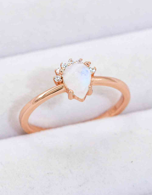 Load image into Gallery viewer, 18K Rose Gold-Plated Pear Shape Natural Moonstone Ring
