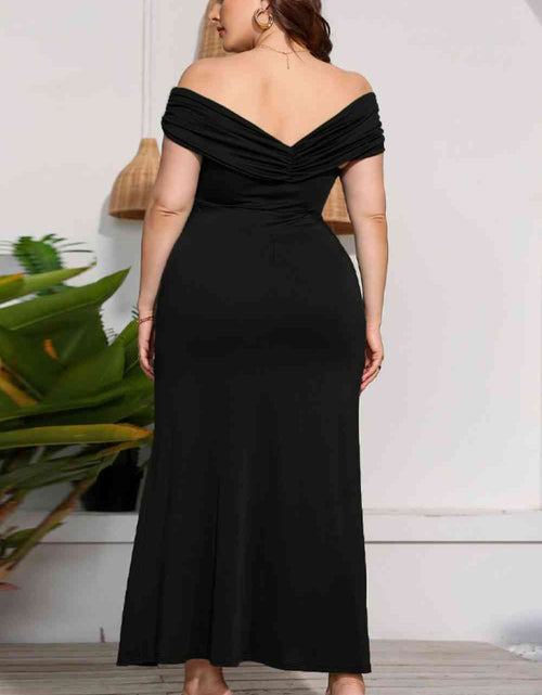 Load image into Gallery viewer, Plus Size Crossover Off-Shoulder Split Dress
