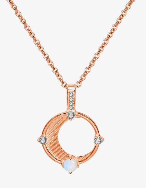 Load image into Gallery viewer, Inlaid Zircon and Natural Moonstone Pendant Necklace
