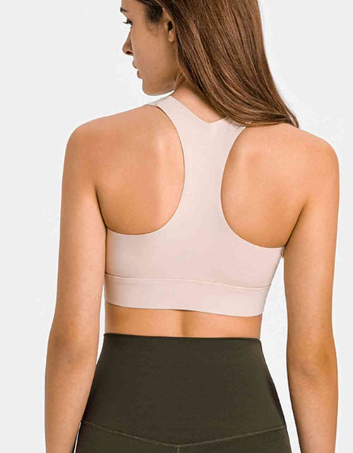 Load image into Gallery viewer, Zip Up Racerback Sports Bra
