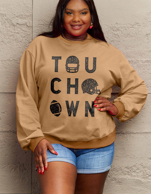 Load image into Gallery viewer, Simply Love Full Size TOUCHDOWN Long Sleeve Sweatshirt
