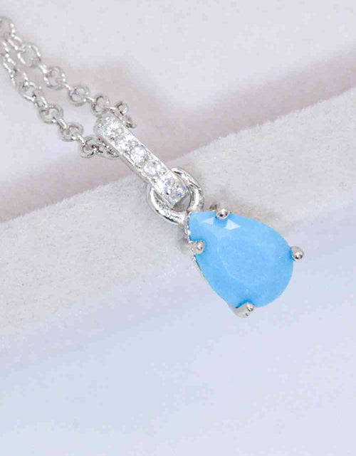 Load image into Gallery viewer, Teardrop Turquoise 4-Prong Pendant Necklace
