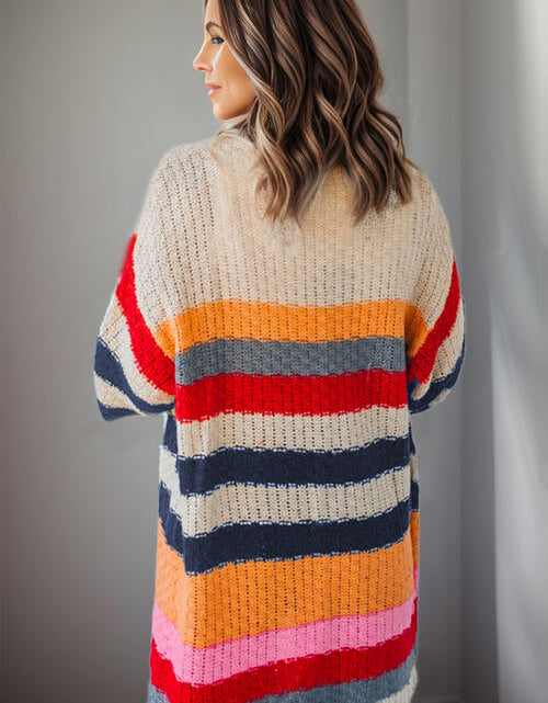 Load image into Gallery viewer, Striped Open Front Long Sleeve Cardigan
