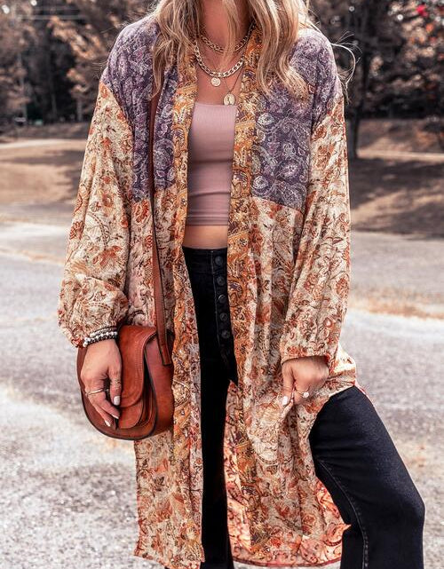 Load image into Gallery viewer, Floral Tassel Tied Open Front Long Sleeve Cardigan
