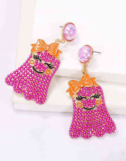 Load image into Gallery viewer, Smiling Ghost Shape Synthetic Pearl Earrings
