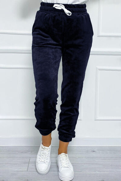 Load image into Gallery viewer, Wide Waistband Drawstring Cropped Joggers
