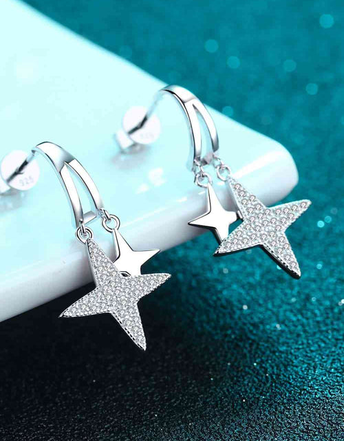 Load image into Gallery viewer, Moissanite Star Rhodium-Plated Drop Earrings
