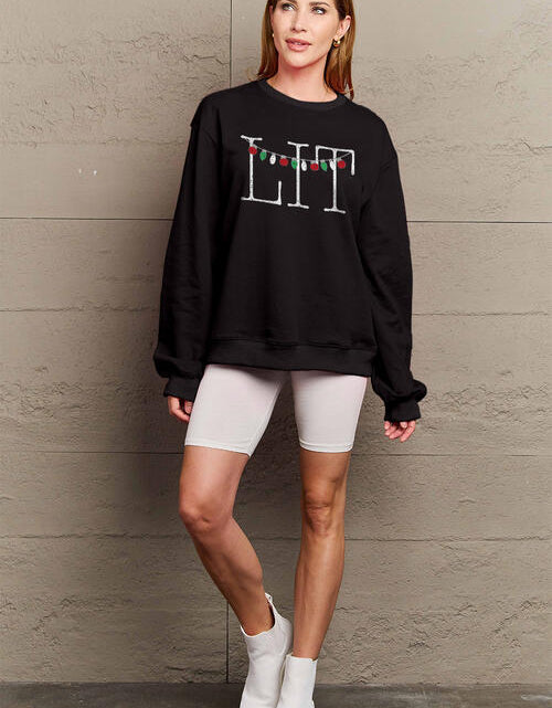 Load image into Gallery viewer, Simply Love Full Size LIT Long Sleeve Sweatshirt
