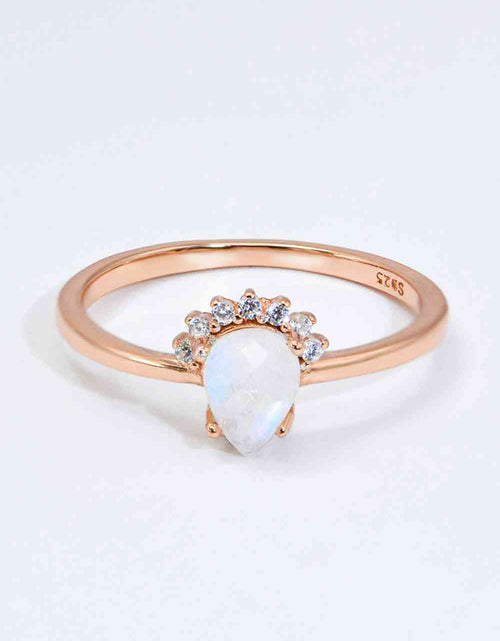 Load image into Gallery viewer, 18K Rose Gold-Plated Pear Shape Natural Moonstone Ring
