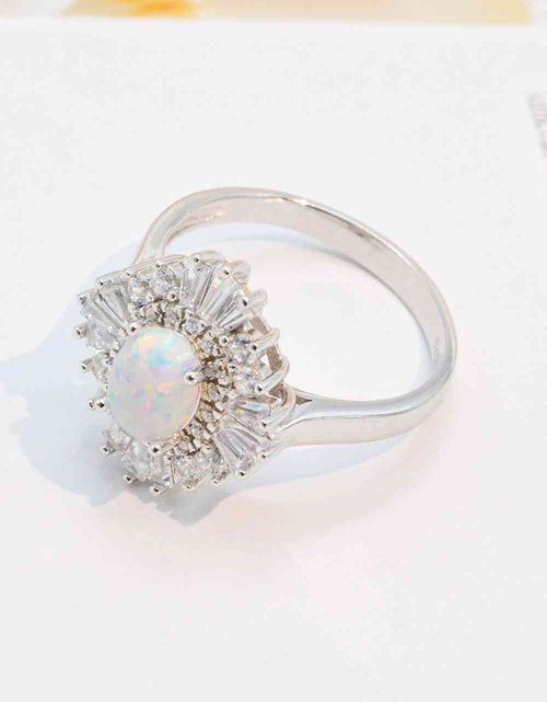 Load image into Gallery viewer, Modern 925 Sterling Silver Opal Halo Ring
