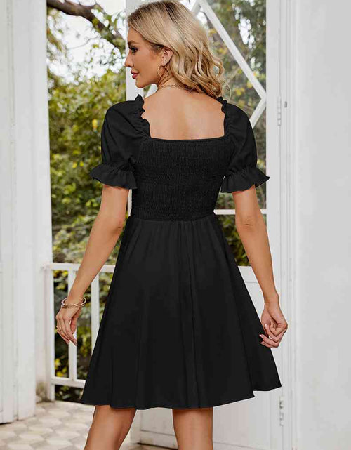 Load image into Gallery viewer, Square Neck Flounce Sleeve Smocked Dress
