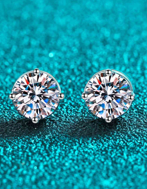 Load image into Gallery viewer, 2 Carat Moissanite Rhodium-Plated Stud Earrings
