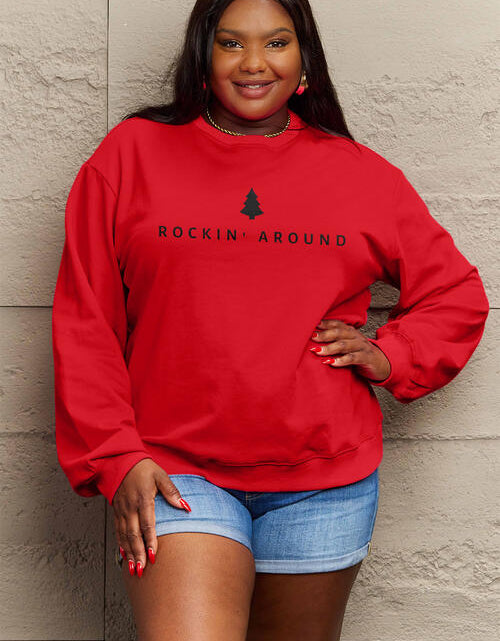 Load image into Gallery viewer, Simply Love Full Size ROCKIN AROUND  Long Sleeve Sweatshirt
