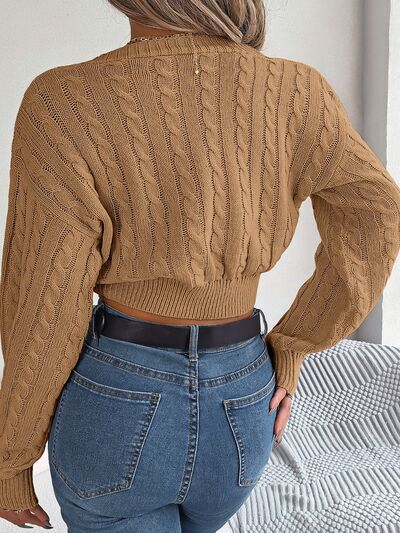 Load image into Gallery viewer, Twisted Cable-Knit V-Neck Sweater
