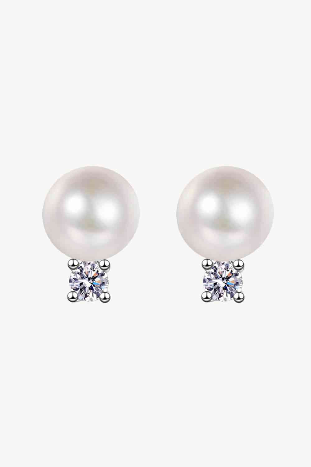 Moissanite Pearl Stud Earrings