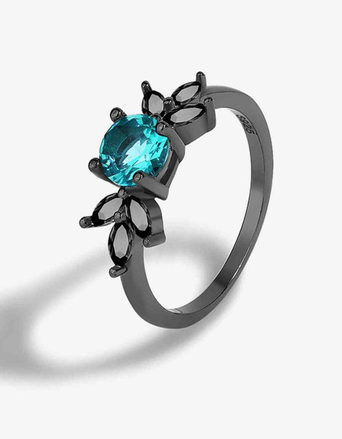 Load image into Gallery viewer, Paraiba Blue Zircon Leaf Ring
