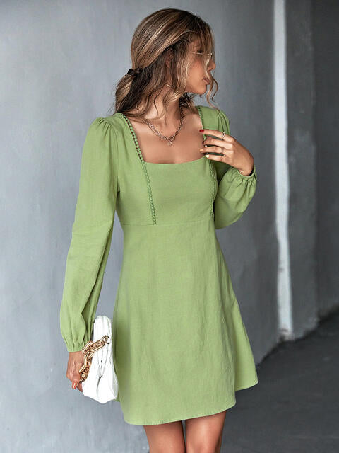 Load image into Gallery viewer, Square Neck Puff Sleeve Mini Dress
