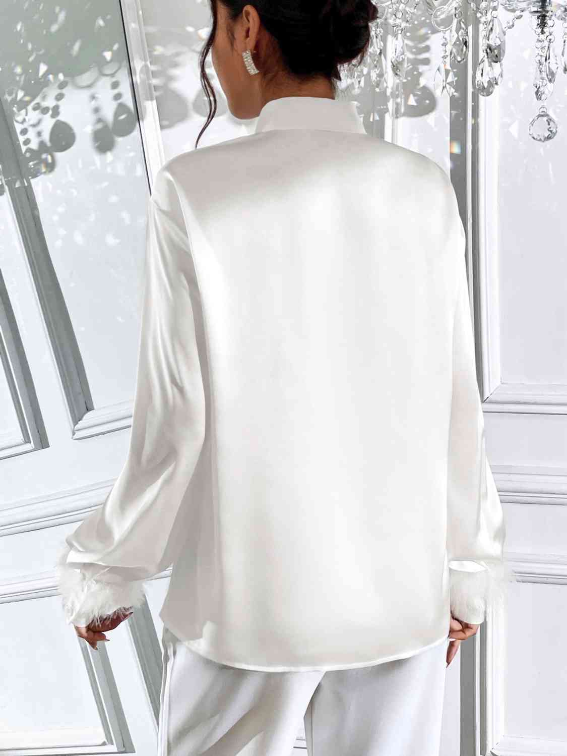 Tie Neck Long Sleeve Shirt