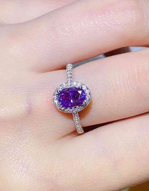 Load image into Gallery viewer, 925 Sterling Silver 1 Carat Purple Moissanite Ring
