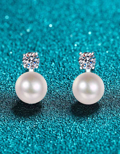 Load image into Gallery viewer, Moissanite Pearl Stud Earrings
