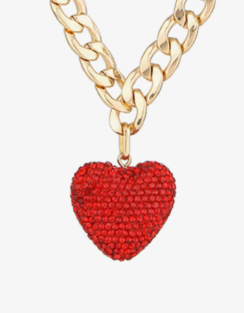 Load image into Gallery viewer, Rhinestone Heart Pendant Curb Chain Necklace
