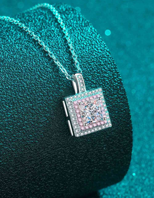 Load image into Gallery viewer, 1 Carat Moissanite Square Pendant Chain Necklace
