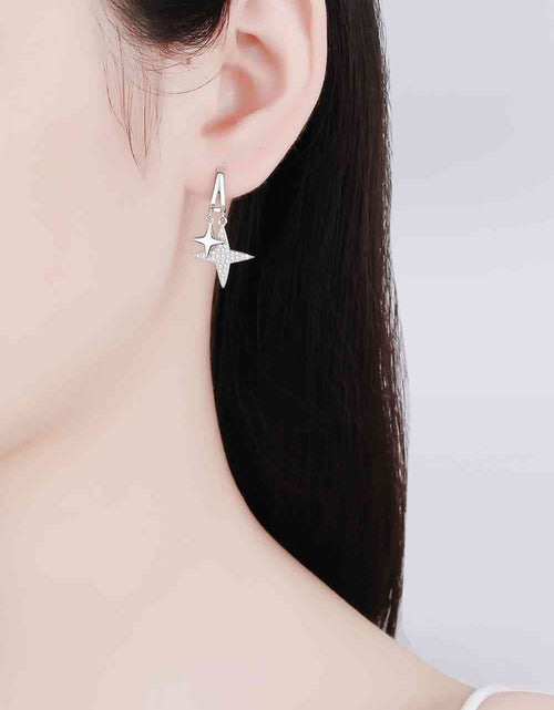 Load image into Gallery viewer, Moissanite Star Rhodium-Plated Drop Earrings
