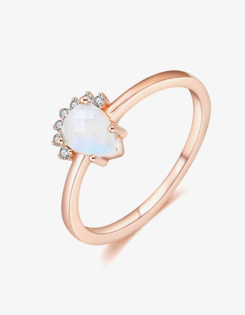 Load image into Gallery viewer, 18K Rose Gold-Plated Pear Shape Natural Moonstone Ring
