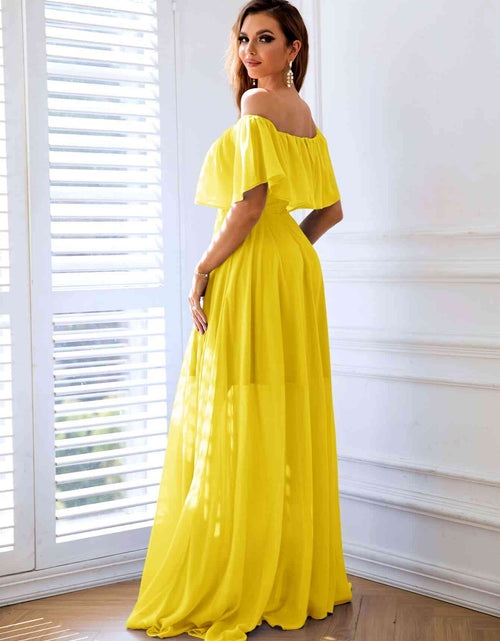 Load image into Gallery viewer, Off-Shoulder Layered Split Maxi Dress
