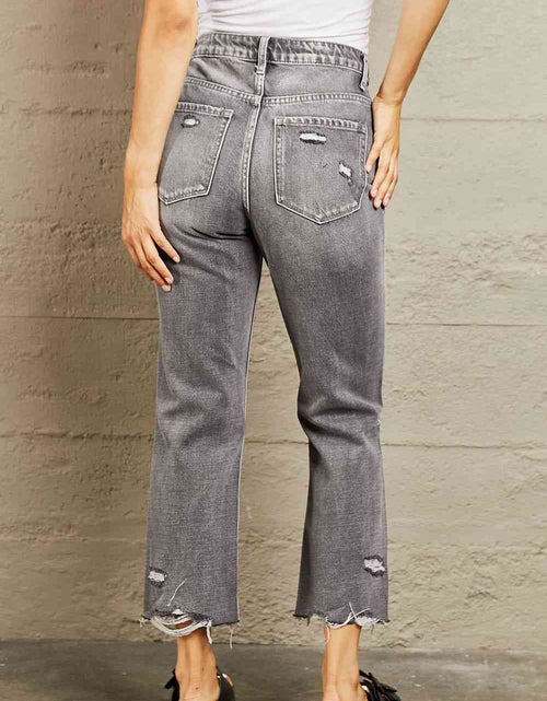 Load image into Gallery viewer, BAYEAS Mid Rise Distressed Cropped Dad Jeans
