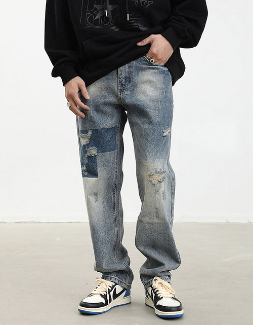 Load image into Gallery viewer, Men&#39;s Ripped Retro Loose Jeans
