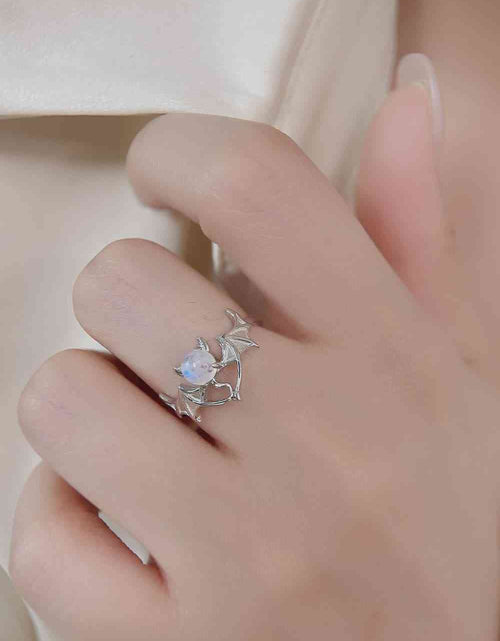 Load image into Gallery viewer, Moonstone Bat 925 Sterling Silver Ring
