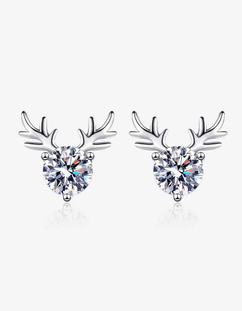 Load image into Gallery viewer, 925 Sterling Silver Reindeer-Shaped Moissanite Earrings
